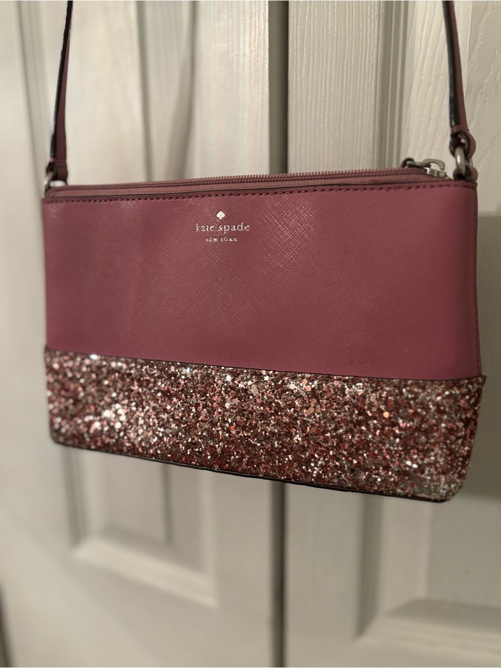 kate spade Rose-Mauve Glitter Two-Tone Crossbody Bag
